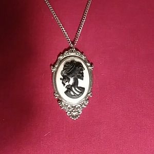 Vintage Gothic Cameo Skeleton Necklace